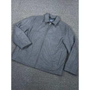 Vintage Gap Jacket Men's Large Gray Bomber Full Zip 90s Quilt Lined Preppy Wool